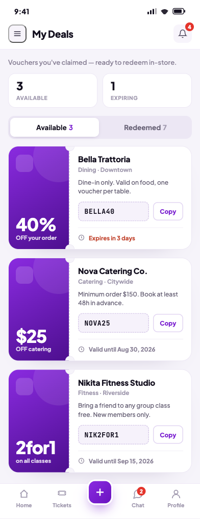 JantaX iOS app — deals and vouchers to redeem in-store